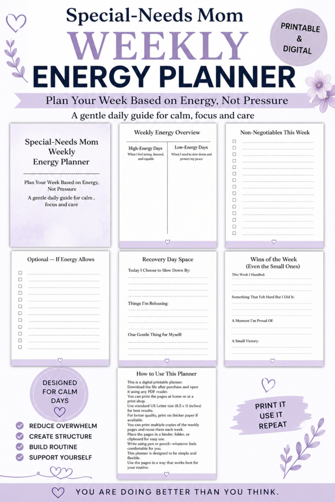 special need mom weekly energy planner ad image